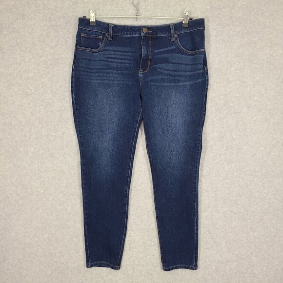 Time & Tru Women's Jeans High Rise Skinny Dark Wash 18 - Picture 1 of 10